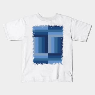 Shades of Blue - Colorful Stripes pattern Kids T-Shirt